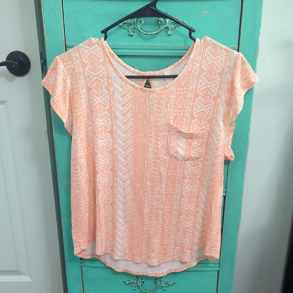 Peach Patterned Women's Top